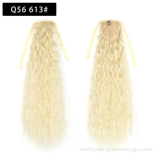 Wholesale Ombre Long Curly Kinky Drawetring Ponytail Hairpiece Wrap On Clip Synthetic Hair Extensions Hair For Black Women